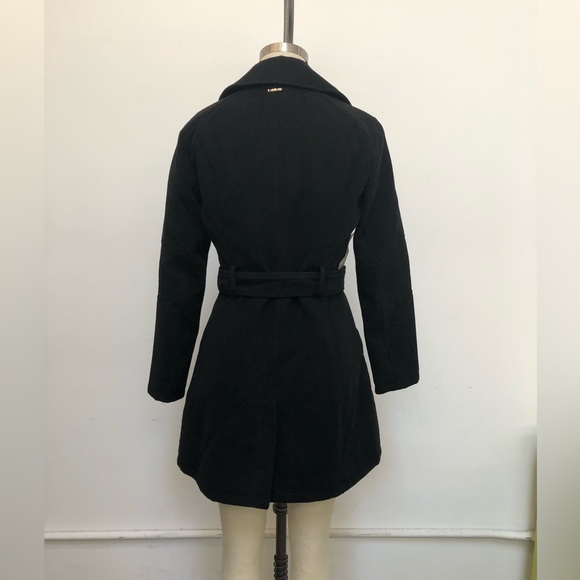 Bebe Phaedra Melton Coat Women's NWT with belt and gold zippers Small - Picture 3 of 5